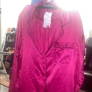 Cabernet Fuchsia Satin Pajama Top